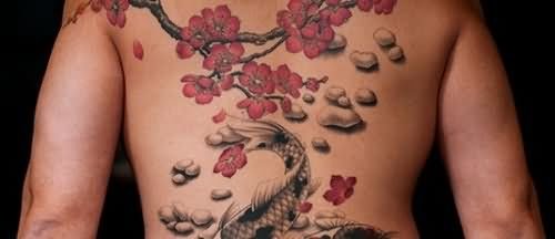 Awful Back Body Cherry Blosoom Tattoo